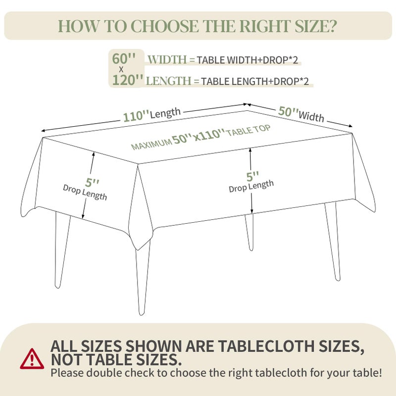 BYDOLL Table Cloth White 60x120 Inch Tablecloth for 6 Foot Rectangle Tables Outdoor Washable Wrinkle Free and Spillproof Polyester Tablecloth for Festival Camping Picnic Party Cover - Image 2